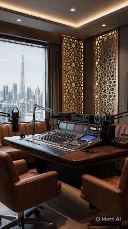 Podcast Room Dubai with HD Cameras and Studio Lighting